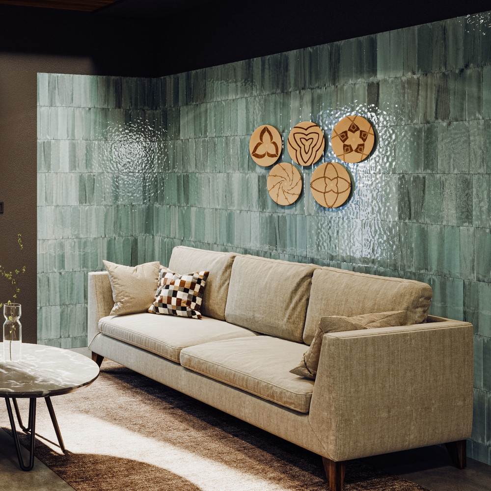 Luca Jade with Antimicrobial Glaze 3-1/8 in. x 12-3/8 in. Ceramic Wall Tile