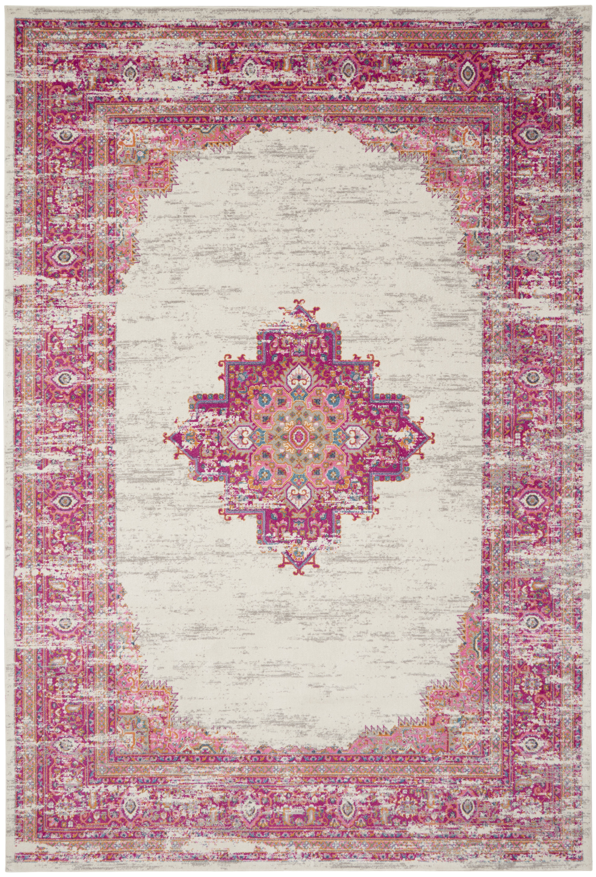 Nourison Passion 12' x 18' Ivory Fuchsia Bohemian Indoor Rug