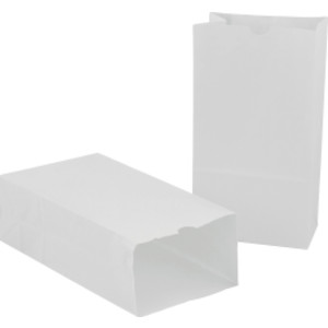 Large Gusseted Paper Bags, 6" x 3.5" x 11", White, 100/Pack