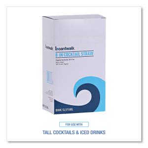 Boardwalk, Cocktail Straws, 8", Polypropylene, Black