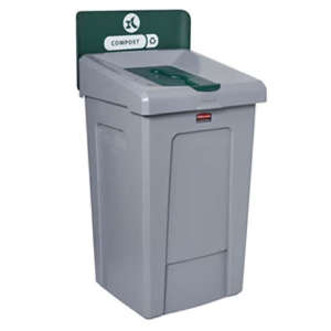 Rubbermaid Commercial, Slim Jim®, Compost, 33gal, Green, Recycling Station Billboard