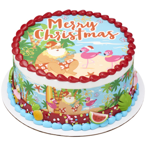 Santa on Summer Holiday PhotoCake® Edible Image®