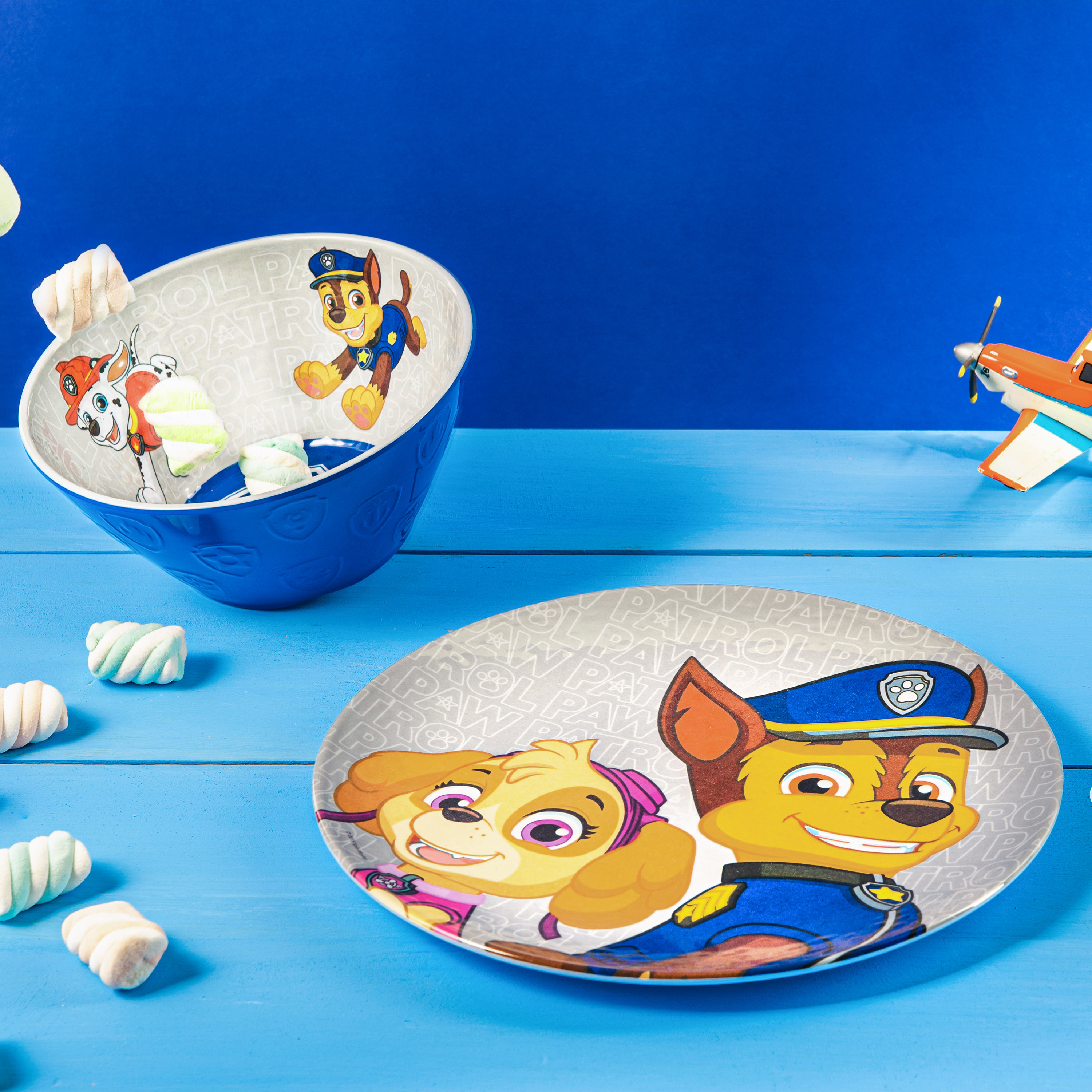 Paw patrol Kids 9-inch Plate and 6-inch Bowl Set, Chase, Skye and Friends, 2-piece set slideshow image 2