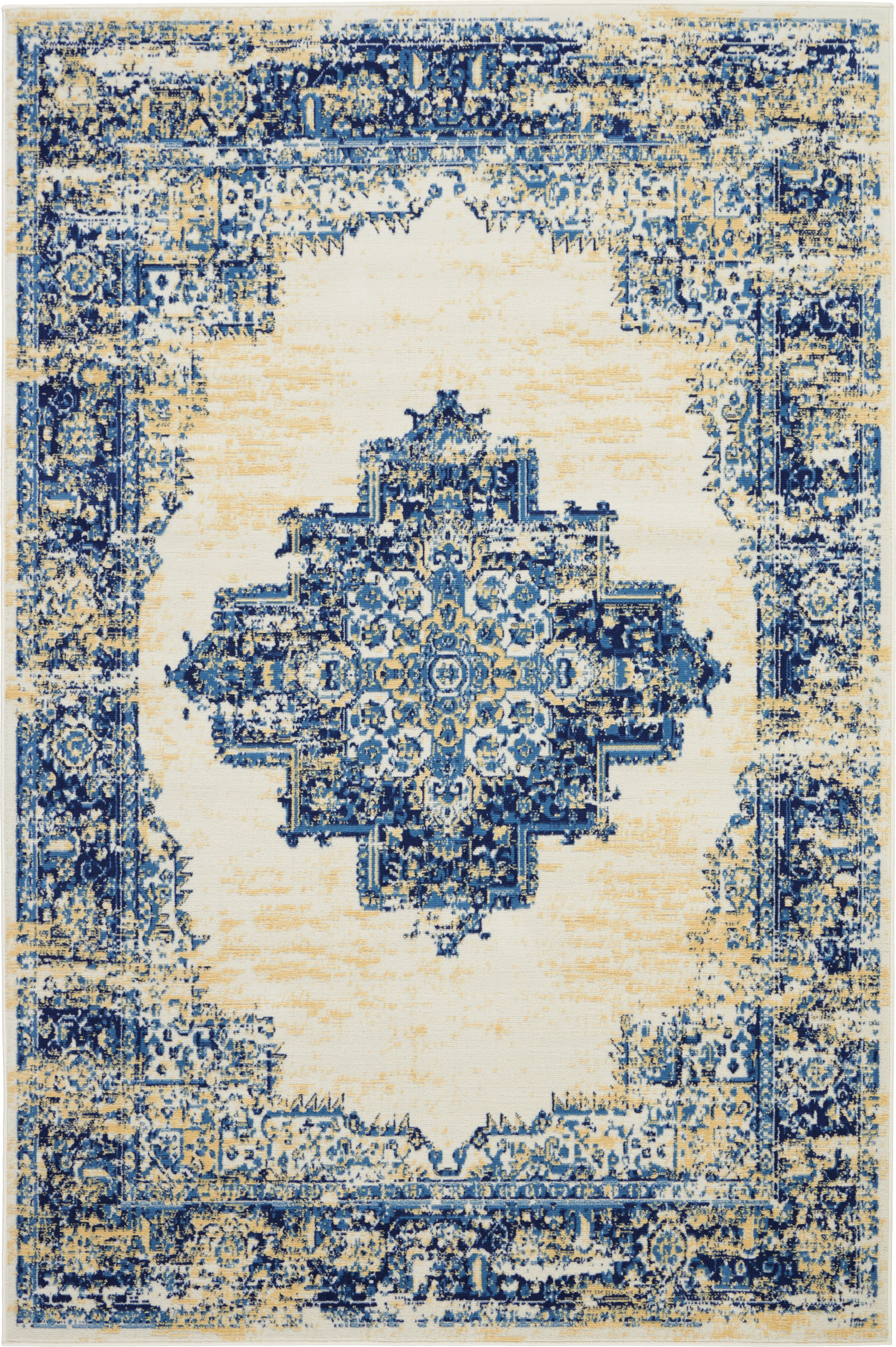 Nourison Grafix 6' x 9' White Vintage Indoor Rug