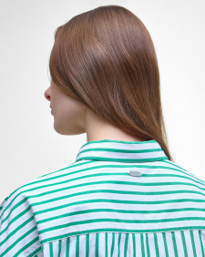 Nicola Striped Relaxed Long-Sleeved Shirt White/Kelly Green