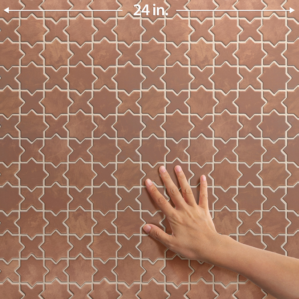 Sentier des cotto 2″ Star Cross 11-7/8 in. x 11-7/8 in. Porcelain Mosaic Tile