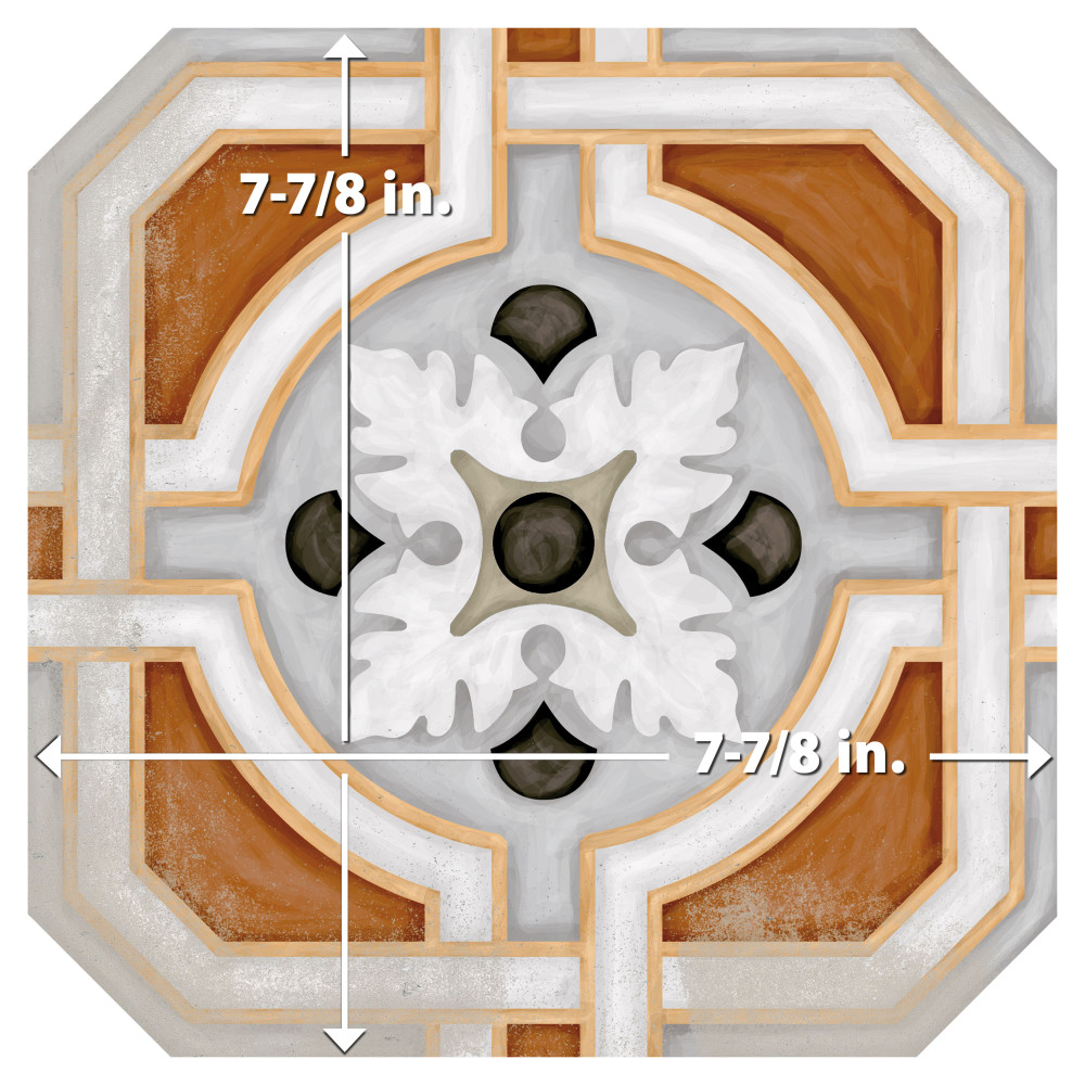 Vaudeville Octagon Deco Zimer 7-7/8 in. x 7-7/8 in. Porcelain Floor and Wall Tile