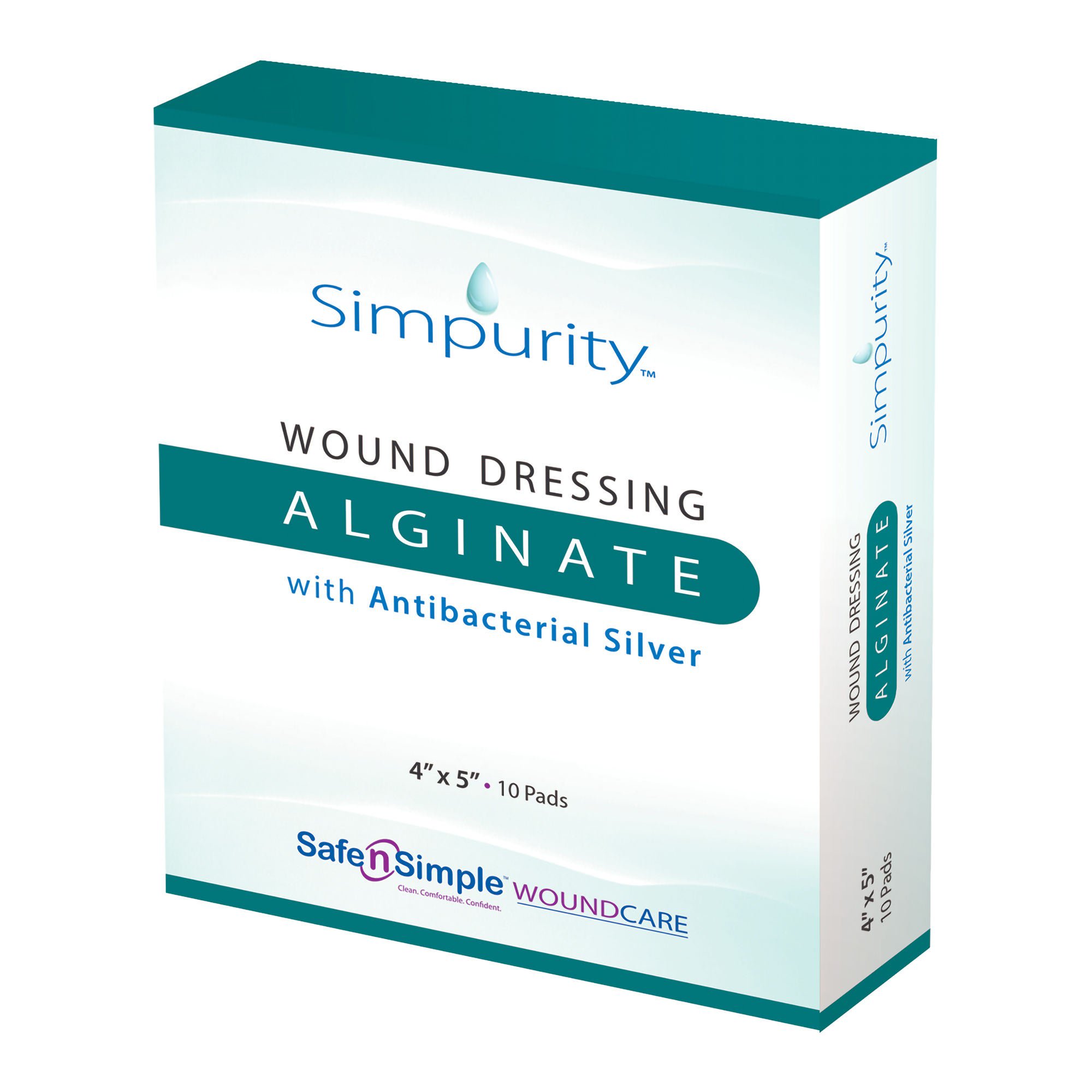 Simpurity™ Silver Calcium Alginate Dressing, 4 x 5 Inch