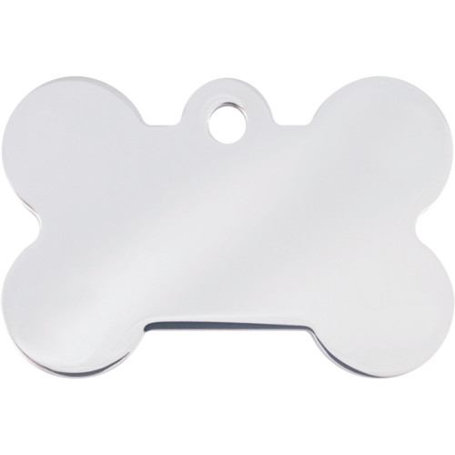 Chrome Bone with Clear Crystals Large Bone QuickTag Crystal/Pave Decorative Engraving
