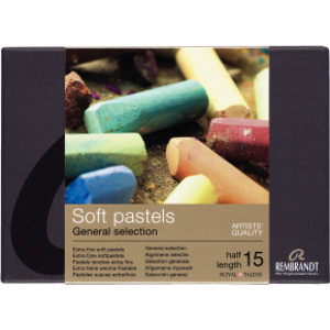 Soft Pastel Cardboard Box Set, General Selection, 15 Half Sticks