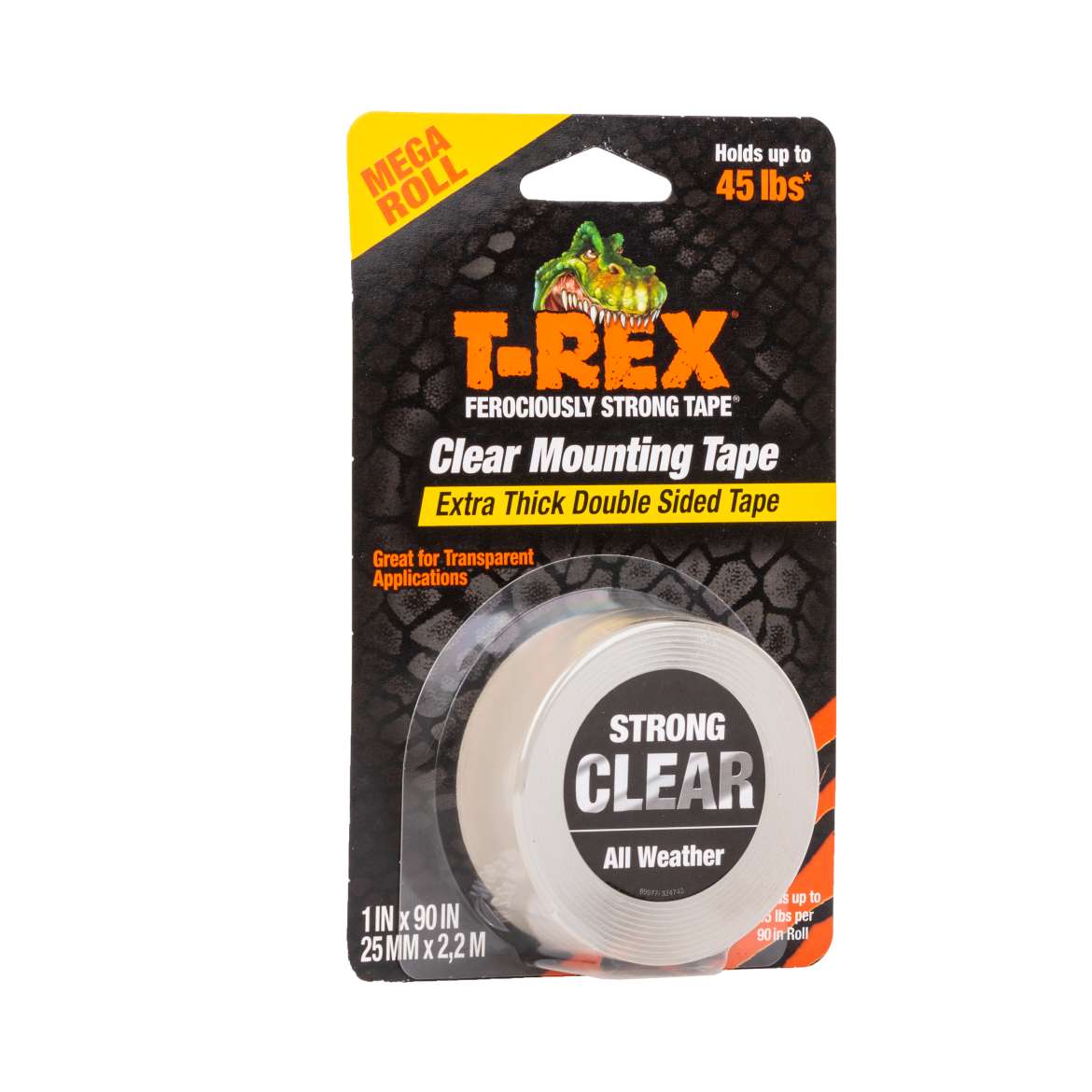 T-Rex® Strong and Clear Mounting Tape - Clear, 1 in. x 90 in.