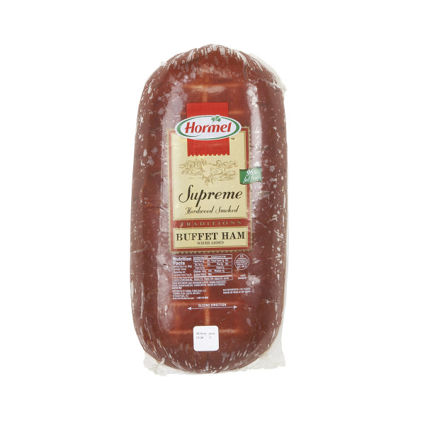 HORMEL(r) Supreme Hardwood Smoked Flat Buffet Ham, Water Added, 2 pc . C1CB - Front Center Inner Pack (Hi Res)