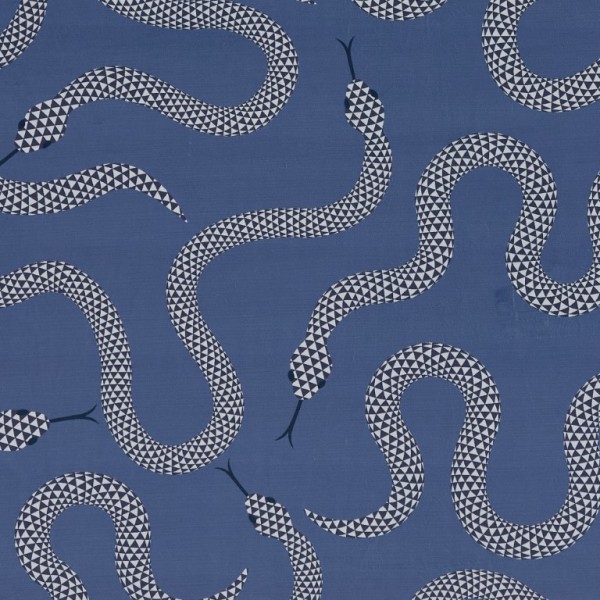 Eden Snake Blue Velvet Roman blind