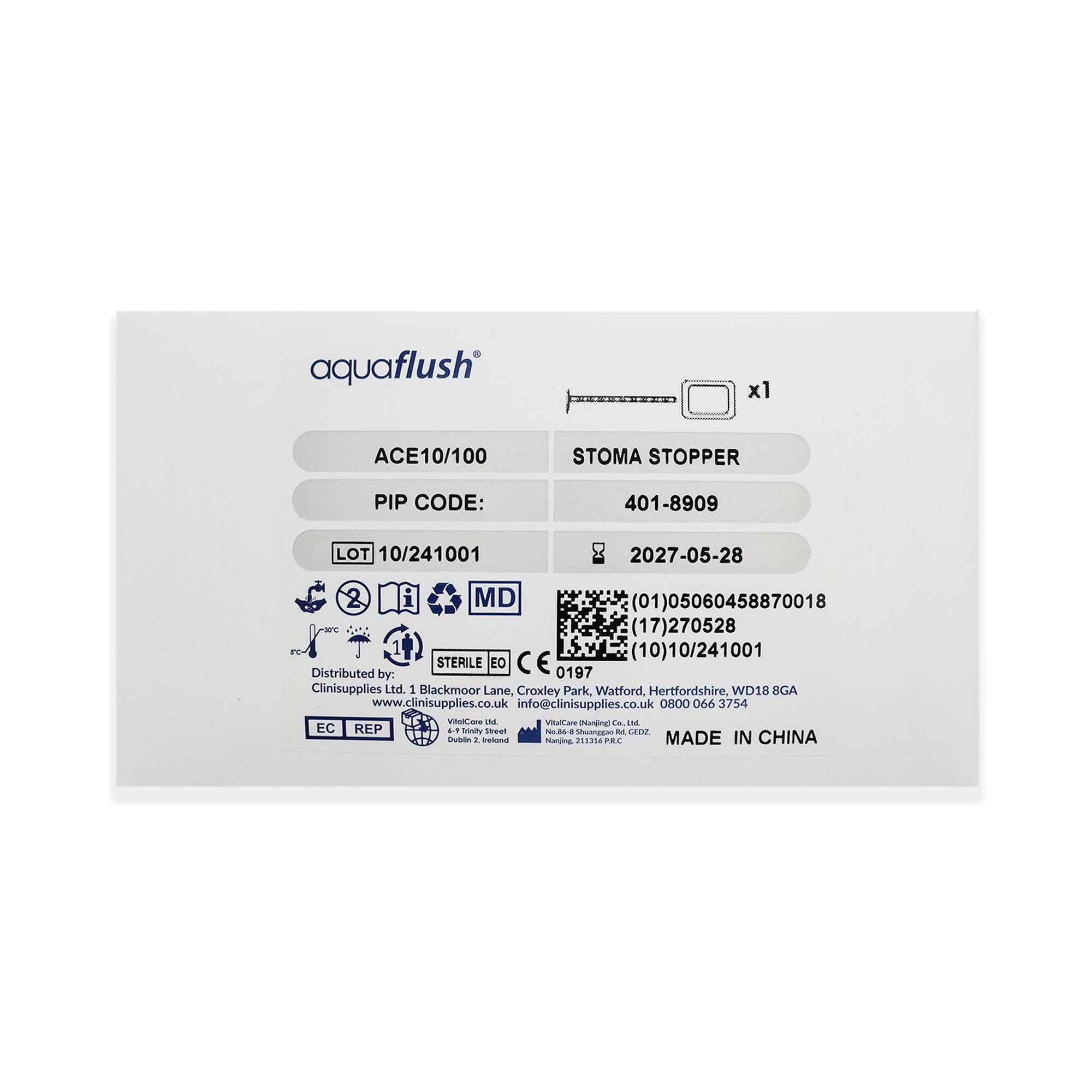 HR Healthcare STOPPER, STOMA ACE CUT TO FIT 10FR