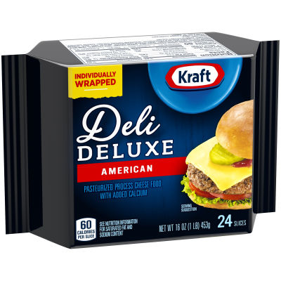 Kraft Deli Deluxe American Cheese Individually Wrapped Slices, 24 ct Pack