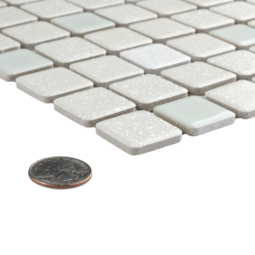 Crystalline Square Pistachio 12 in. x 12 in. Porcelain Mosaic Tile