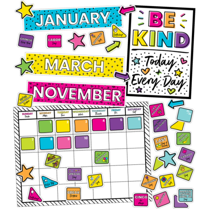 Kind Vibes Calendar Bulletin Board Set