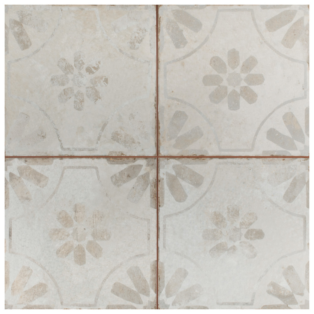 Kings Blume White 17-5/8 in. x 17-5/8 in. Ceramic Floor and Wall Tile