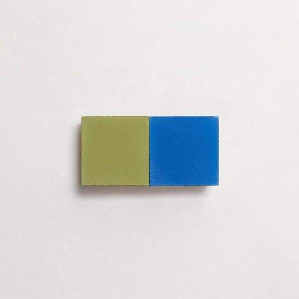 cement: mythology checkerboard | foxglove | grande | matte | duo | lapis + olive | sample 