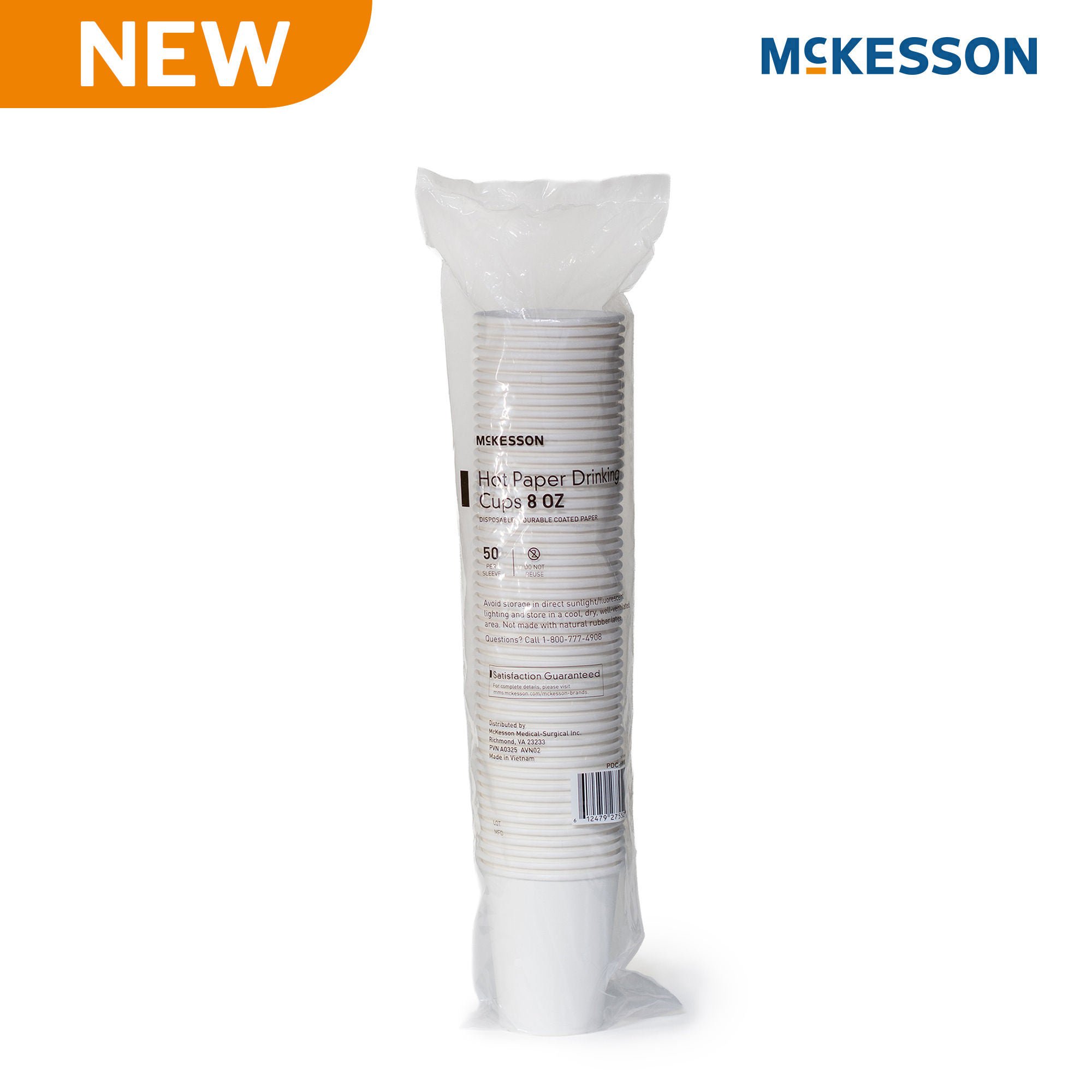 McKesson Paper Drinking Cup for Hot Beverages, White, 8-ounce Capacity