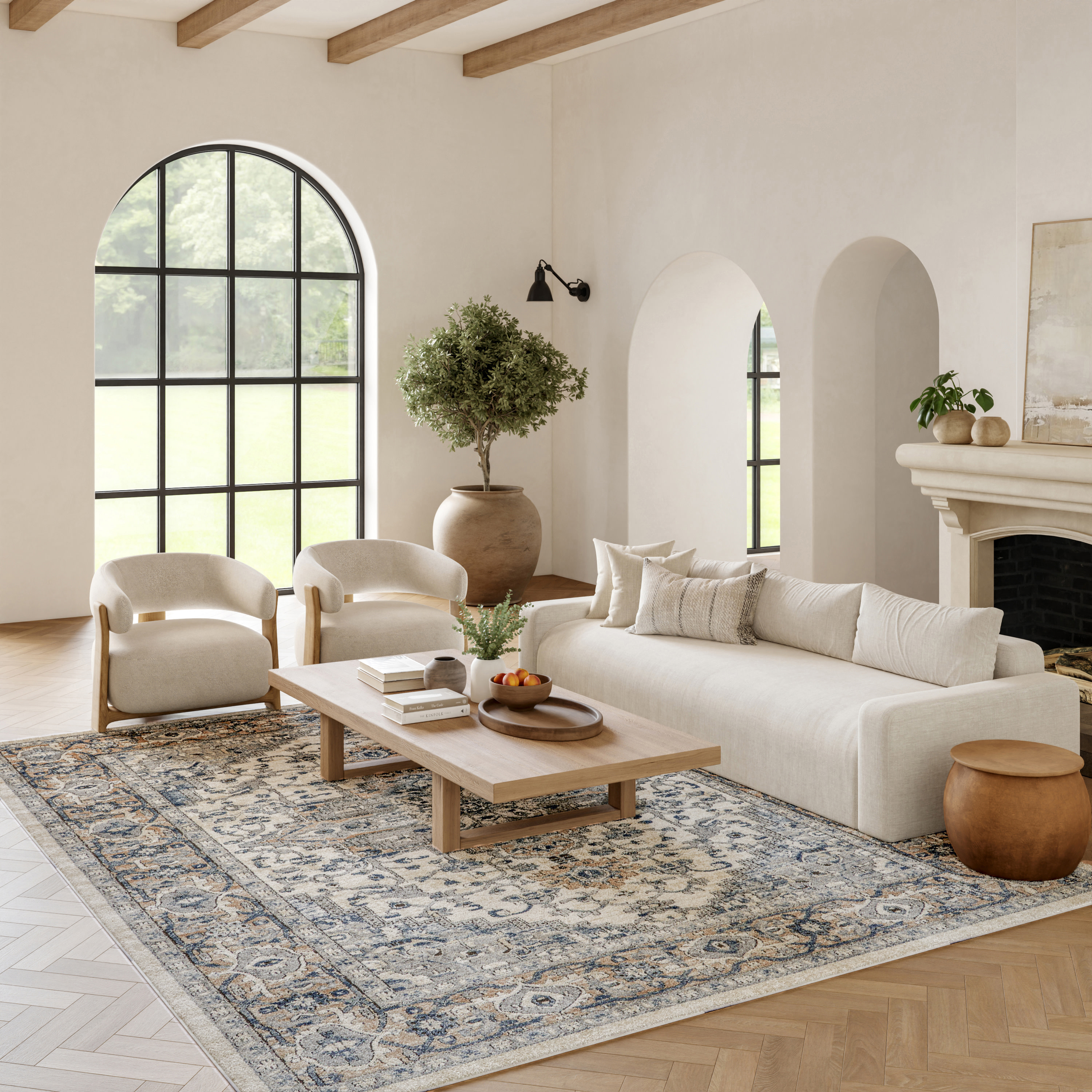 Nourison Quarry 6' x 9' Ivory Grey Farmhouse Indoor Rug