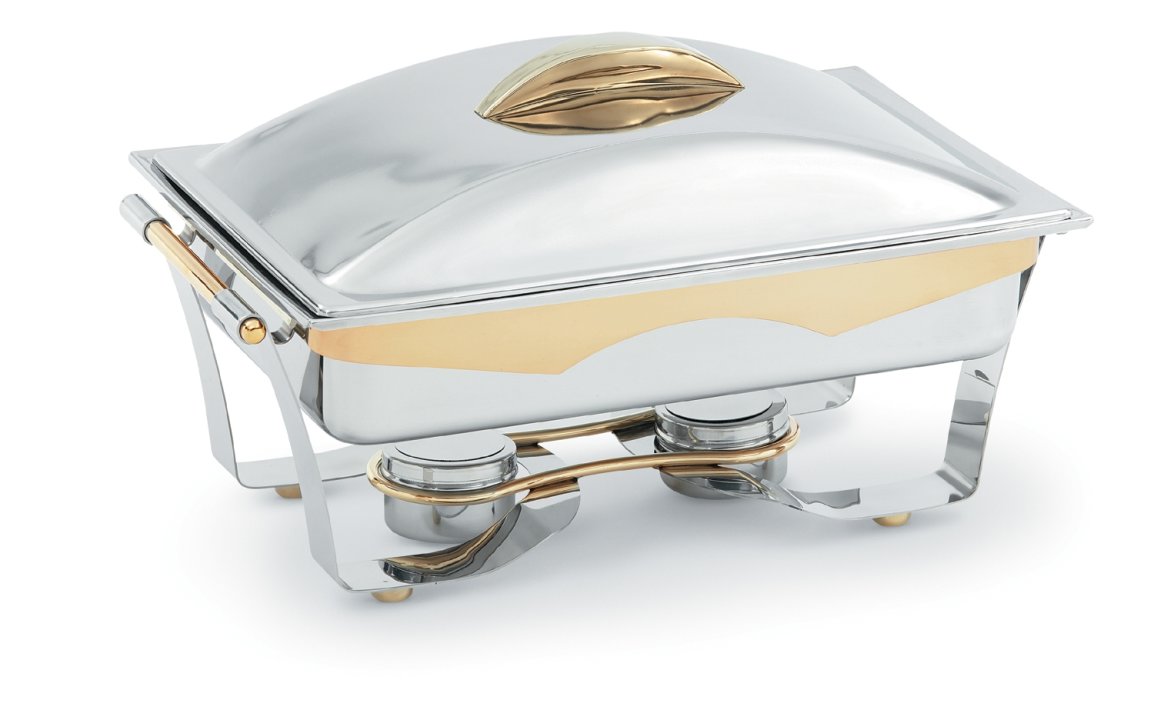 Full-size 9-quart Panacea™ rectangular chafer with gold trim