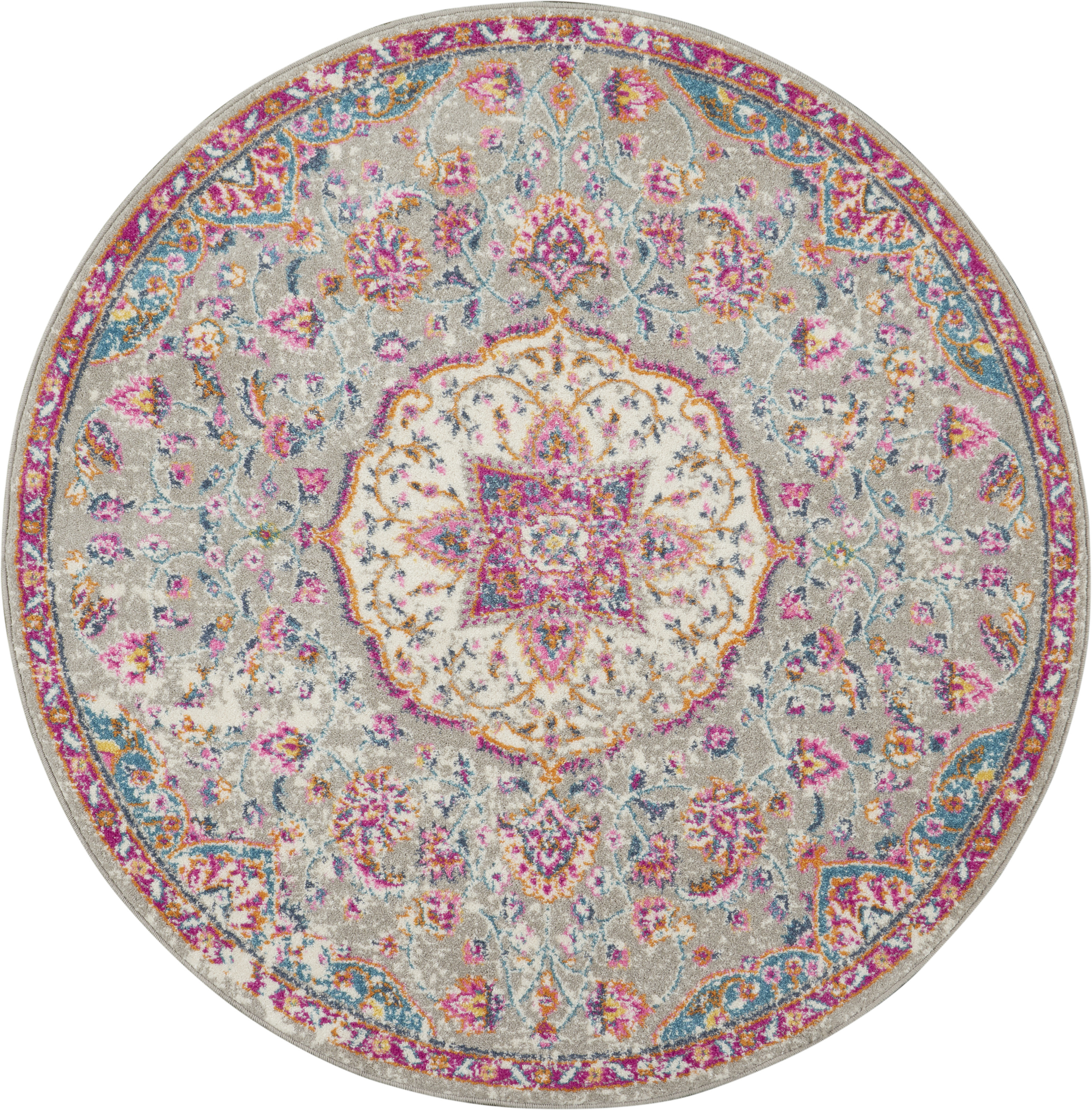 Nourison Passion 4' x Round Grey Multicolor Transitional Indoor Rug