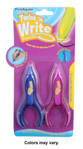 PenAgain Twist-n-Write Pencil - 2 pack (assorted colors)