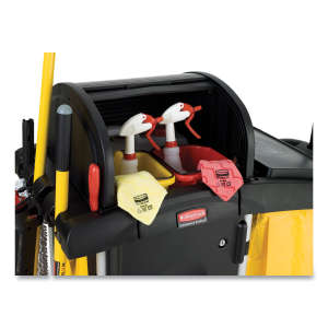 Rubbermaid Commercial, Janitorial Cleaning Cart with Doors and Hood, High Security, Black