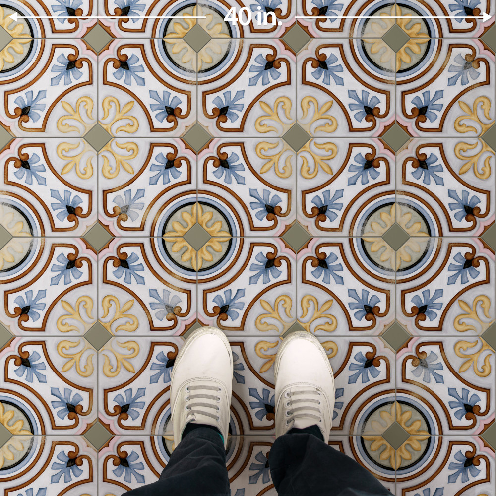 Vaudeville Octagon Deco Diglas with Taco Oliva 7-7/8 in. x 7-7/8 in. Porcelain Floor and Wall Tile