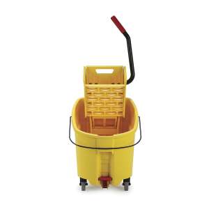 Rubbermaid Commercial, WaveBrake, 35qt, Mop Bucket w/ Sidepress Wringer and Drain, Yellow