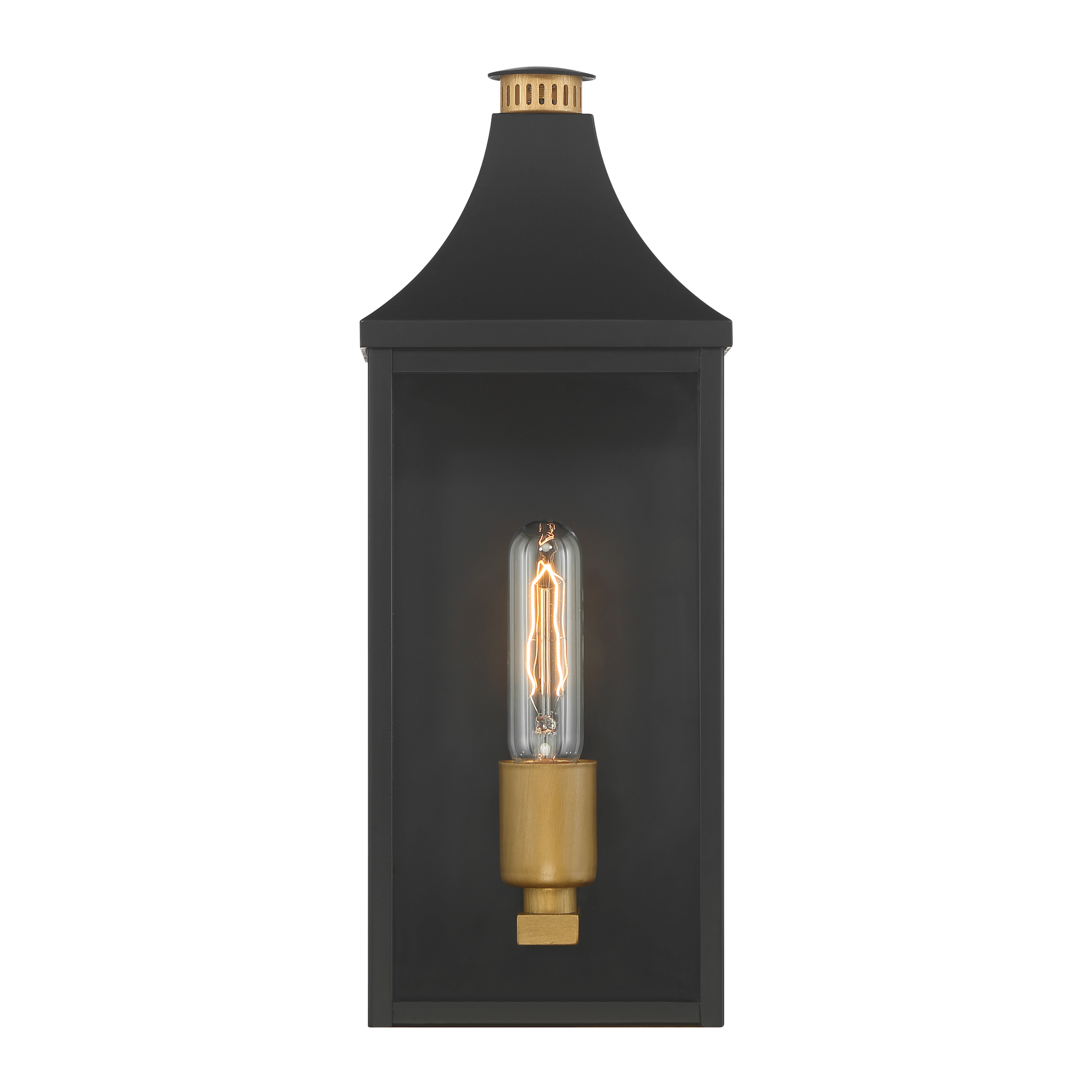 1-Light Outdoor Wall Lantern - Dark Matte Black and Legacy Brass with Clear Glass - alternate view