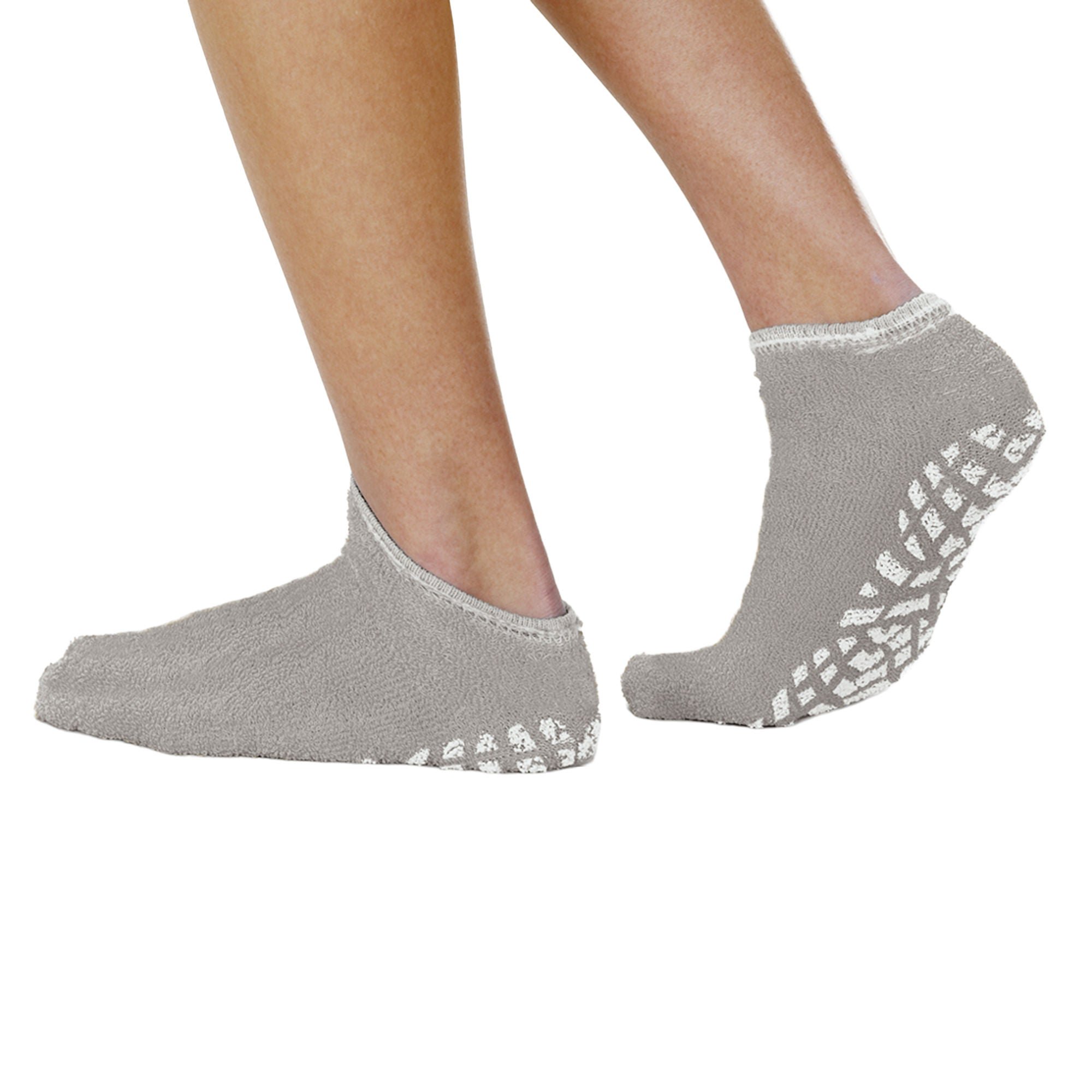 Slipper Socks Terry Treads® Unisex Adult X-Large Double Tread Single Patient Use Gray