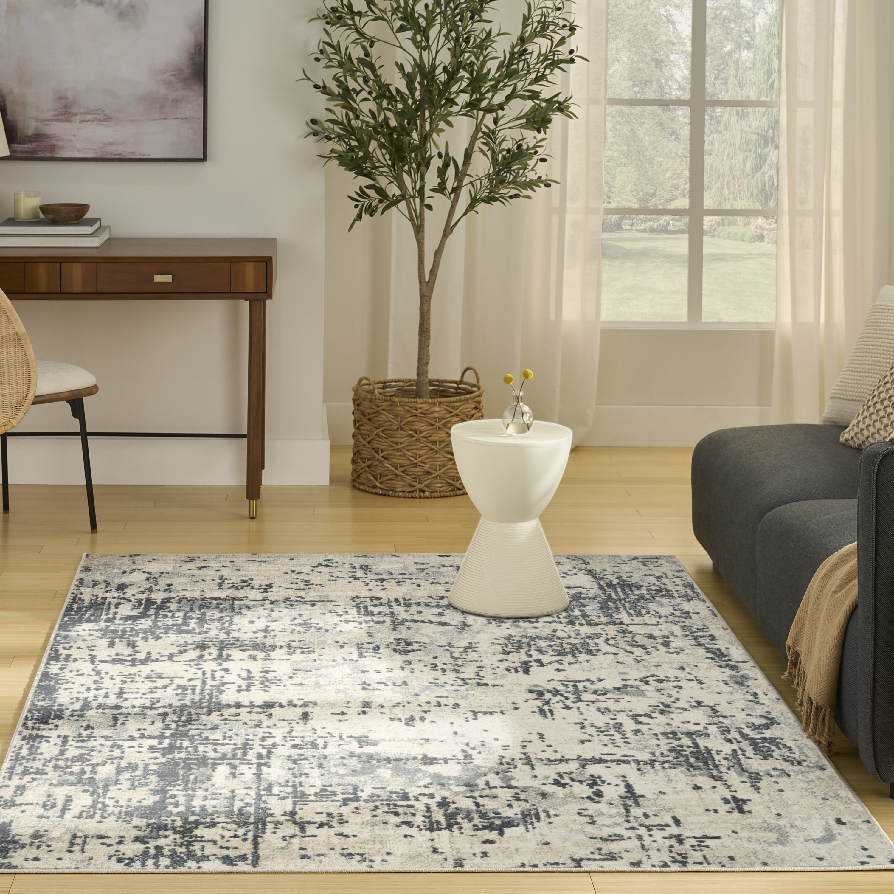 Nourison Quarry 6' x 9' Ivory Grey Modern Indoor Rug