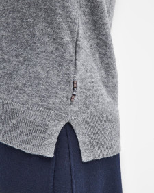 Pendle Roll-Neck Jumper Grey Marl-Hessian Tartan