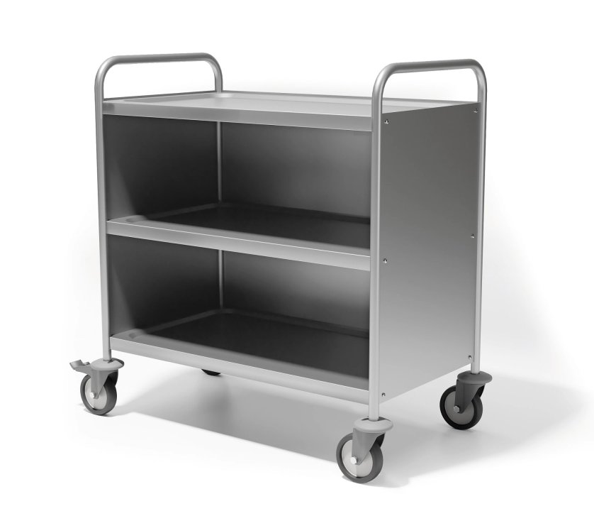 Chariot de service panelé en acier inoxydable