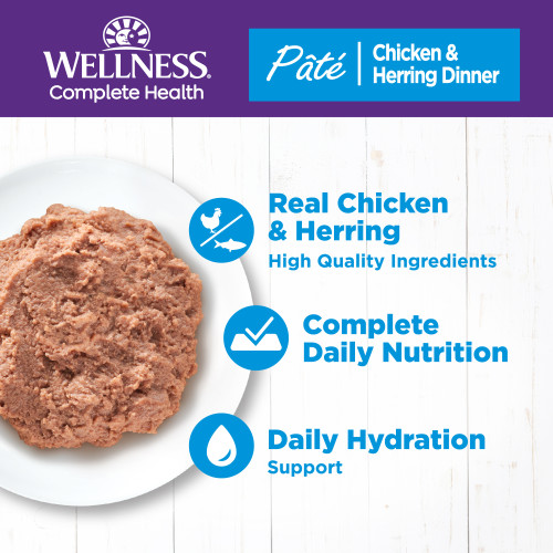 The benifts of Wellness Complete Health Pate Chicken & Herring Dinner