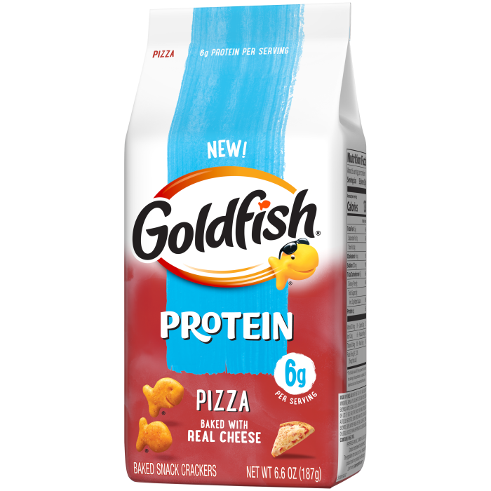 Goldfish® 6g Protein Pizza Crackers, 6 oz, bag - Right Angle Image