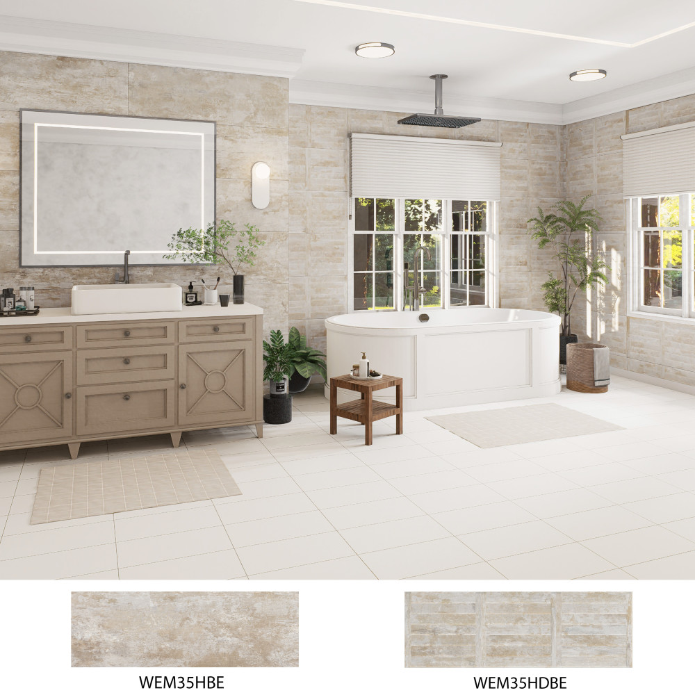 Habanera Beige 11-7/8 in. x 35-1/2 in. Ceramic Wall Tile