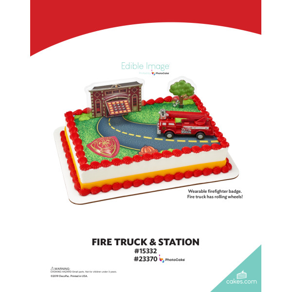 Fire Truck & Station The Magic of Cakes® PhotoCake® Enhanced Background Page