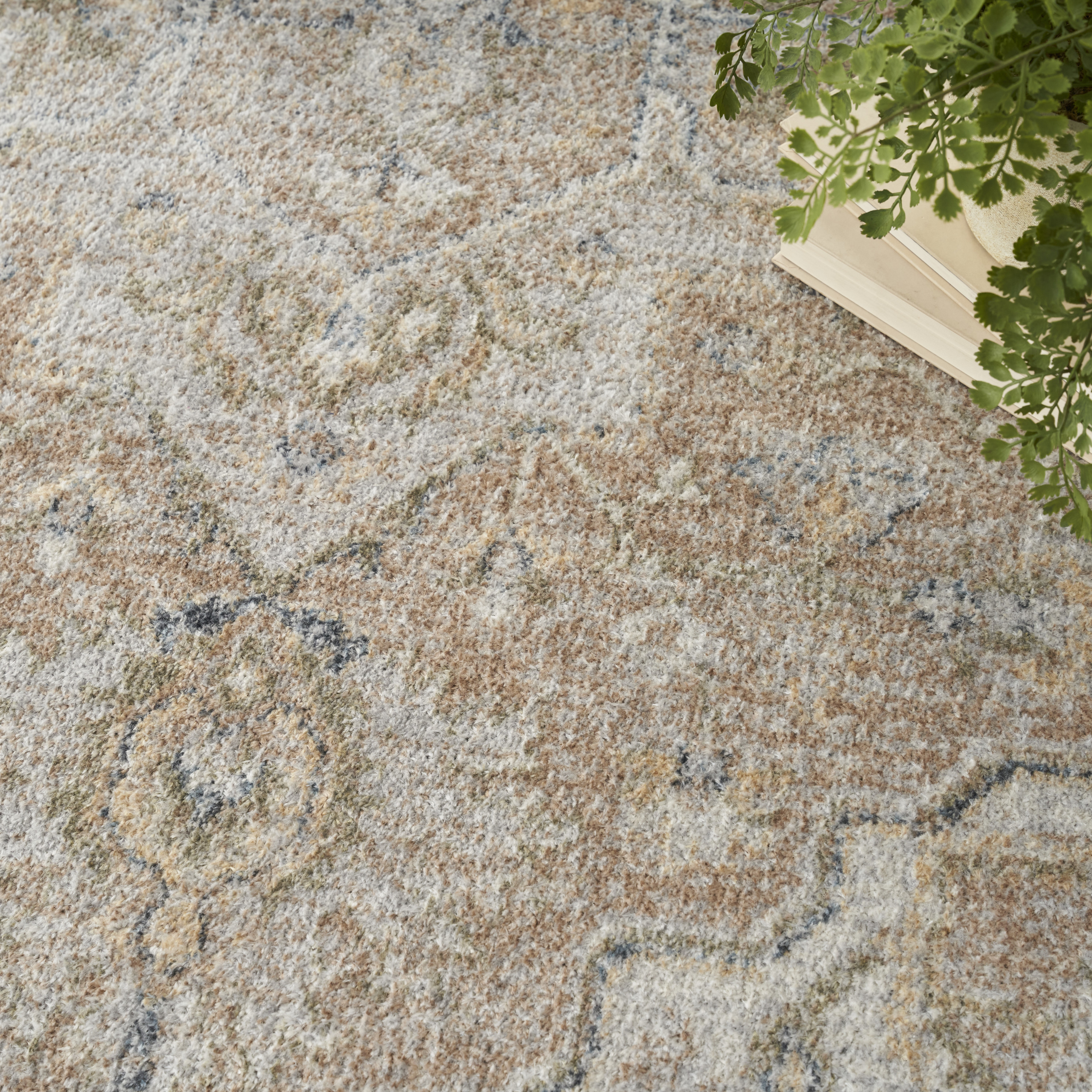 Nourison Astra Machine Washable 4' x 6' Beige Vintage Indoor Rug
