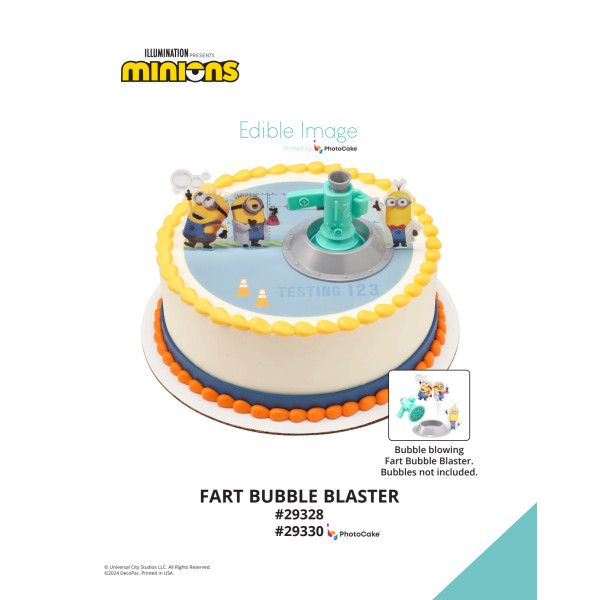 Minions Fart Bubble Blaster The Magic of Cakes® PhotoCake® Enhanced Round Background Page