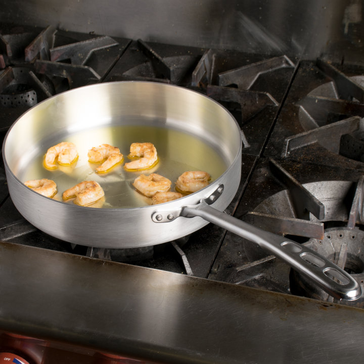 12-inch 5-quart Wear-Ever® aluminum sauté pan in natural finish with plated TriVent™ handle