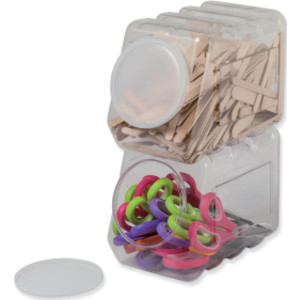 Interlocking Storage Container With Lid, Clear, 5-1/2" x 9-1/2" x 6-3/4"