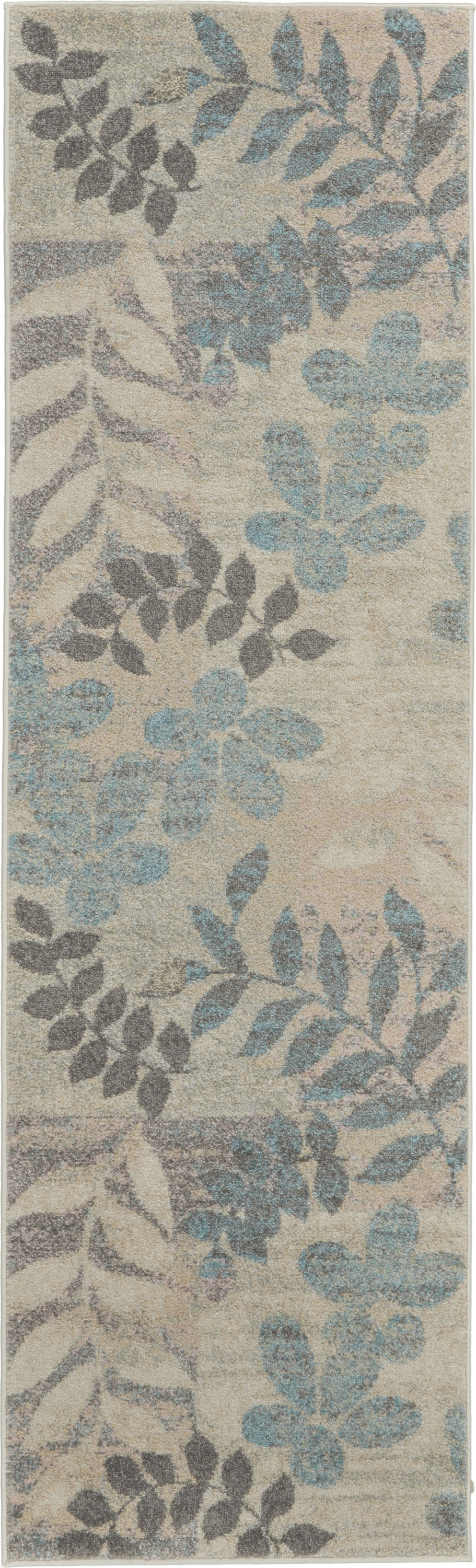 Nourison Tranquil 2'3" x 7'3" Ivory/Light Blue Farmhouse Indoor Rug