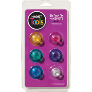 Magnet Tools Big Push Pin Magnets, Set of 6