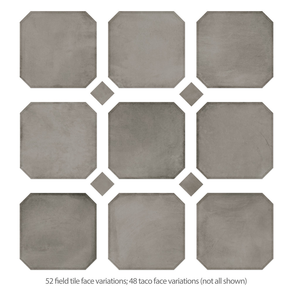 Laverton Octagon Grafito with Taco Grafito 7-7/8 in. x 7-7/8 in. Porcelain Floor and Wall Tile