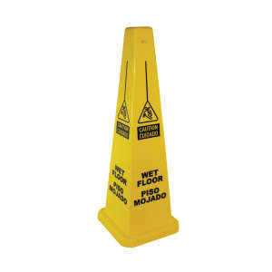 Impact, English/Spanish, 4 Sided, "Caution", Wet Floor Cone, Yellow, 36"