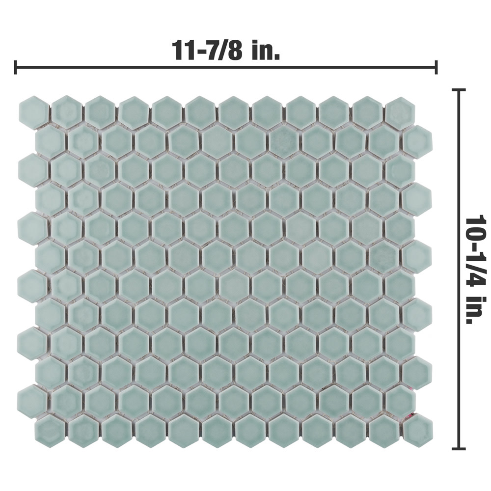 Tribeca 1″ Hex Glossy Mist 10-1/4 in. x 11-7/8 in. Porcelain Mosaic Tile
