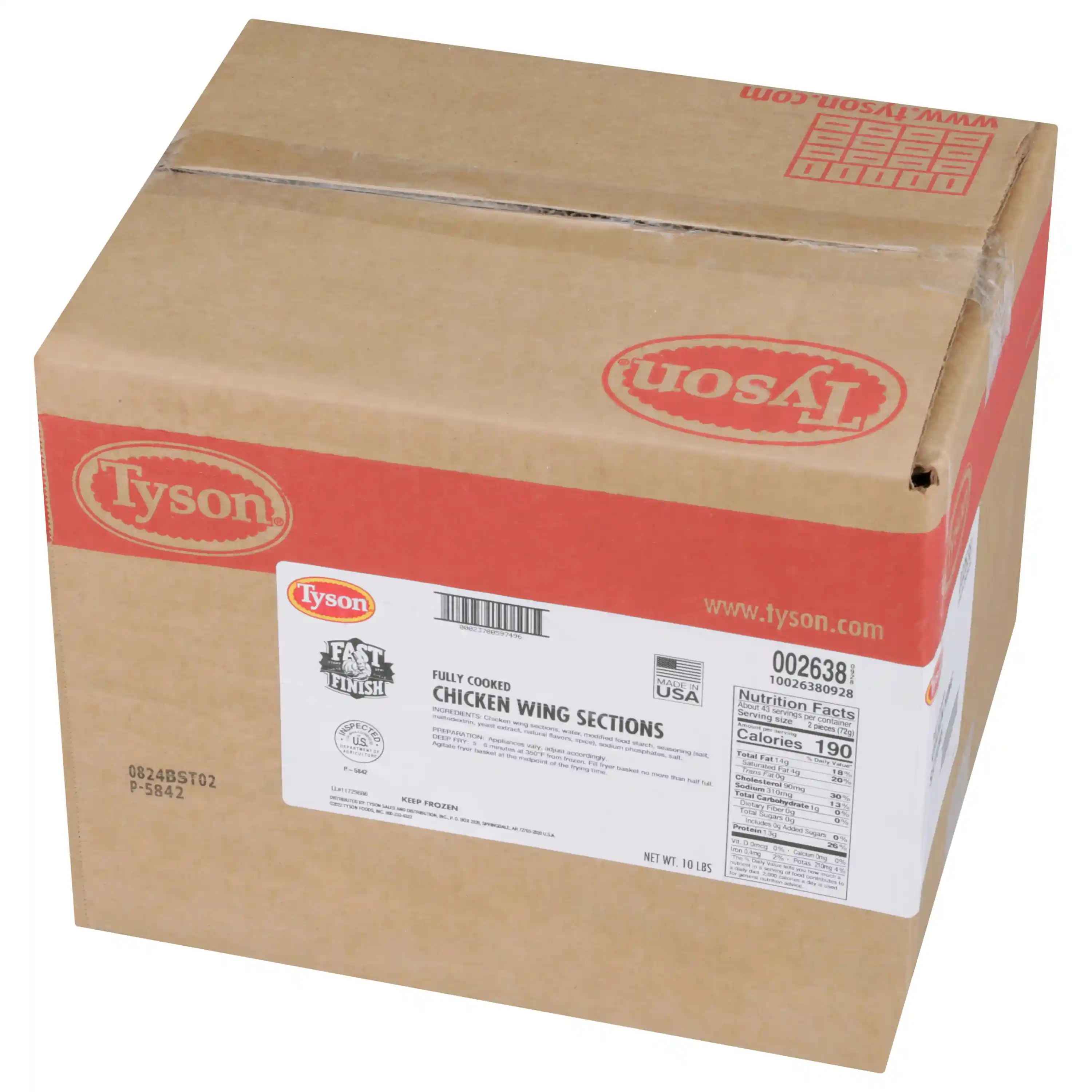 Tyson® Fast Finish® Fully Cooked Coated Bone-In Chicken Wing Sections, Jumbo_image_6